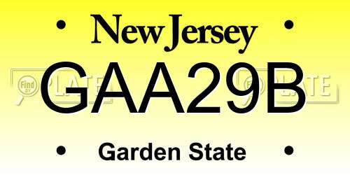 GAA29B New Jersey License Plate