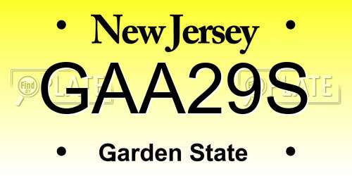 GAA29S New Jersey License Plate