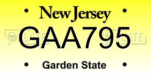 GAA795 New Jersey License Plate