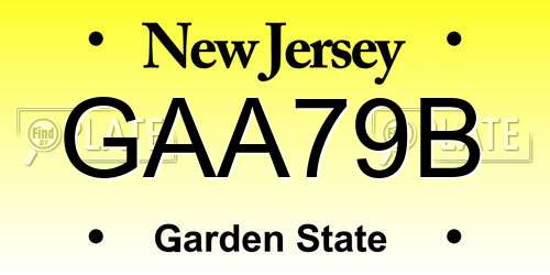 GAA79B New Jersey License Plate