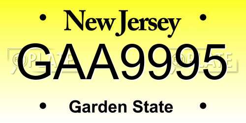 GAA9995 New Jersey License Plate