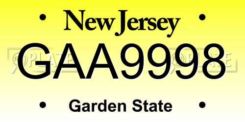 GAA9998 New Jersey License Plate