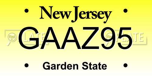 GAAZ95 New Jersey License Plate
