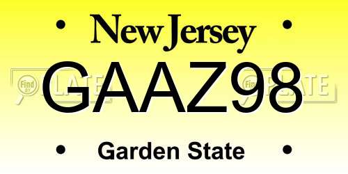 GAAZ98 New Jersey License Plate