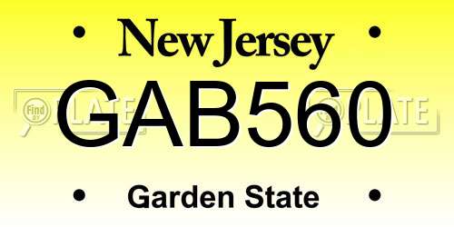 GAB560 New Jersey License Plate