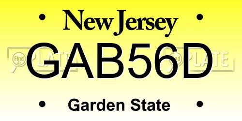 GAB56D New Jersey License Plate
