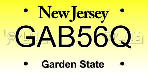 GAB56Q New Jersey License Plate