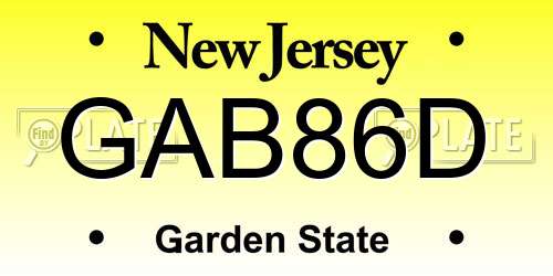 GAB86D New Jersey License Plate