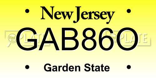 GAB86O New Jersey License Plate