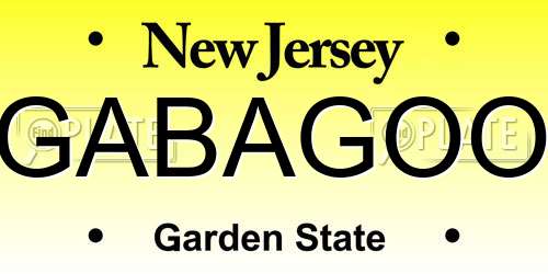 GABAGOO New Jersey License Plate