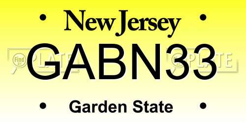 GABN33 New Jersey License Plate