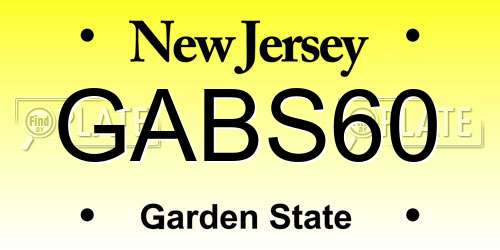 GABS60 New Jersey License Plate