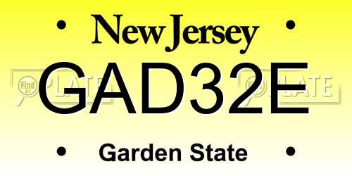 GAD32E New Jersey License Plate