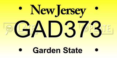 GAD373 New Jersey License Plate