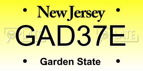 GAD37E New Jersey License Plate