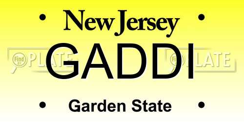 GADDI New Jersey License Plate