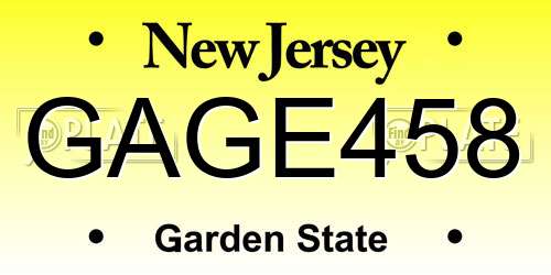 GAGE458 New Jersey License Plate