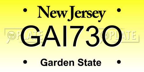 GAI73O New Jersey License Plate