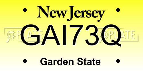 GAI73Q New Jersey License Plate