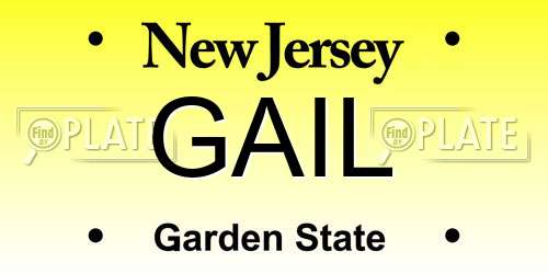 GAIL New Jersey License Plate