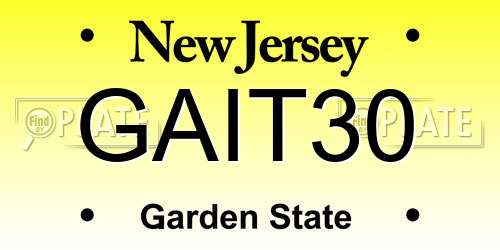 GAIT30 New Jersey License Plate