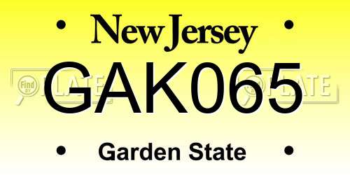 GAK065 New Jersey License Plate