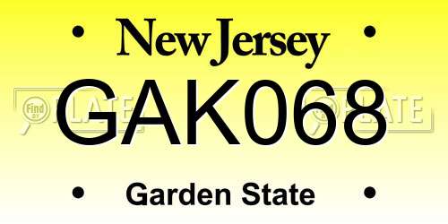 GAK068 New Jersey License Plate