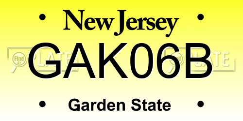 GAK06B New Jersey License Plate
