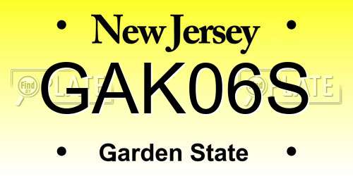 GAK06S New Jersey License Plate