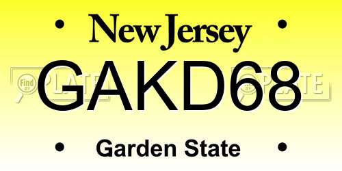 GAKD68 New Jersey License Plate