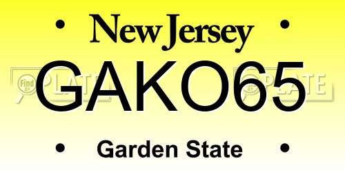GAKO65 New Jersey License Plate