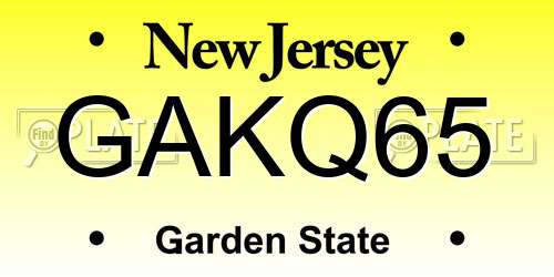 GAKQ65 New Jersey License Plate