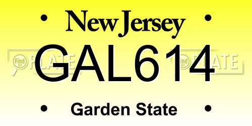 GAL614 New Jersey License Plate
