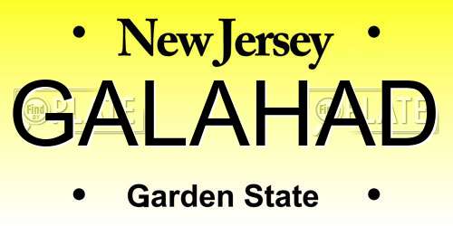 GALAHAD New Jersey License Plate