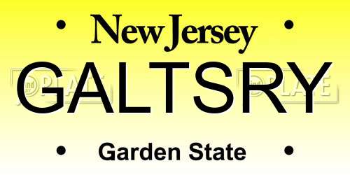 GALTSRY New Jersey License Plate