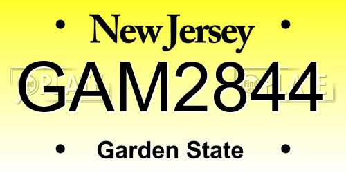 GAM2844 New Jersey License Plate