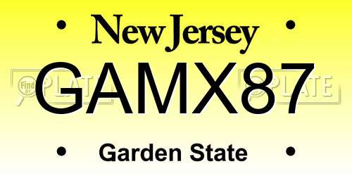GAMX87 New Jersey License Plate