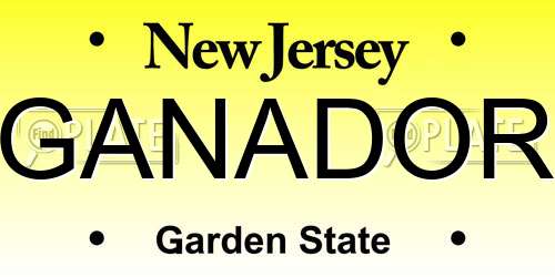 GANADOR New Jersey License Plate