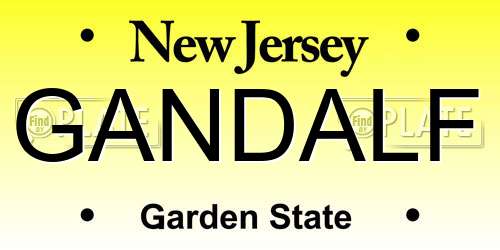 GANDALF New Jersey License Plate