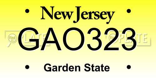 GAO323 New Jersey License Plate