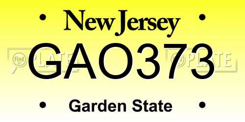 GAO373 New Jersey License Plate