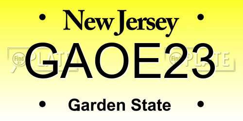 GAOE23 New Jersey License Plate