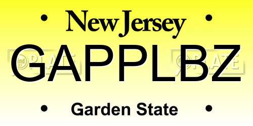 GAPPLBZ New Jersey License Plate