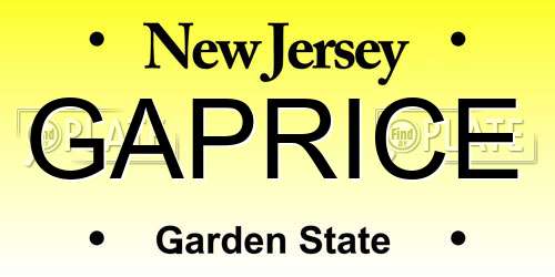 GAPRICE New Jersey License Plate