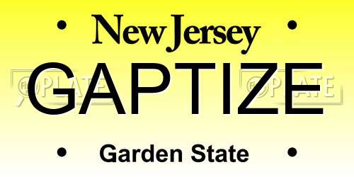 GAPTIZE New Jersey License Plate