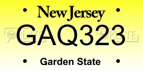 GAQ323 New Jersey License Plate