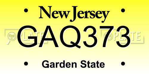 GAQ373 New Jersey License Plate