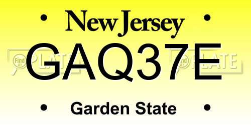 GAQ37E New Jersey License Plate