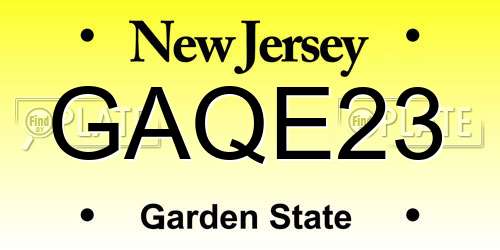 GAQE23 New Jersey License Plate