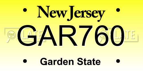 GAR760 New Jersey License Plate